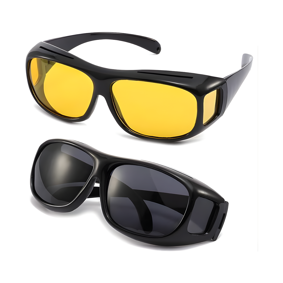 Solucion de Vision Total para conducir⭐ Paquete de 2 gafas vision HD día y noche, diseño ajustable sobre gafas